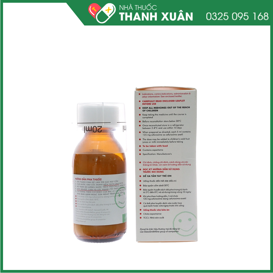 Cốm pha hỗn dịch uống Zinnat Suspension 125mg trị nhiễm khuẩn